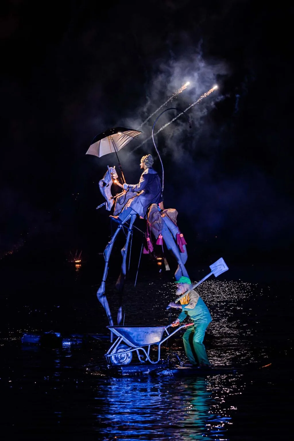 Pyrotechnical water show by ilotopie la company, here the horse and the water digger.